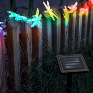 Lumină Solară cu LED în Formă de Libelulă pentru Grădină - 2,9 m, 10 LED-uri Multicolore, Autonomă și Rezistentă la Apă IP44 - Img 3