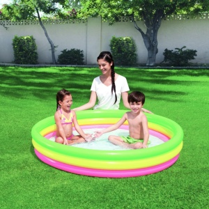Piscină gonflabilă pentru copii curcubeu - 152 cm | Stabilitate excelentă | Vinil durabil | 3 inele colorate | Capacitate 211 L - Img 2