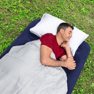 Saltea Gonflabilă Single Velour Albastru 188 x 99 x 22 cm – Confort Maxim, Material Rezistent, Inflație Rapidă, Versatilă - Img 8