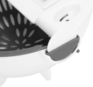 Taietor de Legume Multifuncțional 3 în 1 cu Bol și Strecurătoare – Lamație Eficientă, Ușor de Curățat, Design Ergonomic, 21 x 10.5 cm, Alb