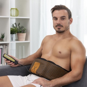 Centură pentru Slăbit cu Masaj cu Vibrații - Tonifică Mușchii și Reduce Grăsimea Corporală cu 5 Nivele de Intensitate Reglabile și Telecomandă de Control