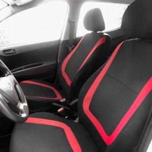 Huse Auto Universale CARGUARD - Protecție Superioră, Design Bicolor Roșu-Negru, Instalare Ușoară, Compatibilitate Extinsă, Eleganță și Confort - Img 1
