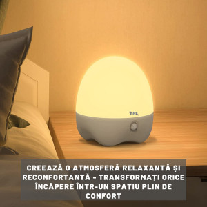 Lumină de noapte inteligentă BBK - 8 culori, 5 nivele de luminozitate, 3 moduri | Lampa de atingere, senzor de mișcare | Reîncărcabilă, portabilă