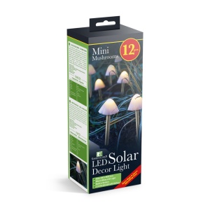 Lampă Solară de Grădină - Set 12 Ciuperci LED Alb Cald, Efect Feeric, Moduri Iluminare Variate, Panou Solar Integrat, Instalare Ușoară și Versatilă, 24 cm x 4 m - Img 4