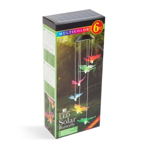 Lampă Solară Suspendată cu LED RGB în Formă de Fluturi - Decor Grădină Colorat, Eficientă Energetic, 78x12.5 cm, Instalare Ușoară - Img 4