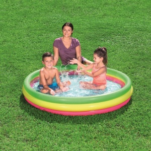 Piscină gonflabilă pentru copii curcubeu - 152 cm | Stabilitate excelentă | Vinil durabil | 3 inele colorate | Capacitate 211 L - Img 1