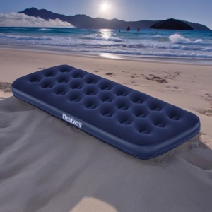 Saltea Gonflabilă Single Velour Albastru 188 x 99 x 22 cm – Confort Maxim, Material Rezistent, Inflație Rapidă, Versatilă - Img 1