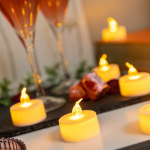 Set de 12 Lumânări LED ROMANDLE - Lumina Calda, Reutilizabile, Siguranta Maxima, Buton On/Off, Decorative și Ecologice