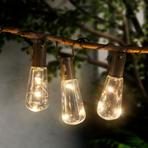 Șir Lumini Solare LED Decorative - Model Bec Vintage, 30 LED-uri, 180cm, Iluminat Eficient Energetic pentru Grădină și Terasă, Alb Cald - Img 2