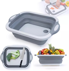 Placa de taiat multifunctionala 3-in-1, fabricata din materiale de calitate, durabila, pliabila si usor de utilizat pentru uz casnic si in aer liber, perfecta pentru camping, drumetii, pescuit si picnic-uri