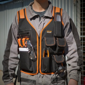 Vesta de Lucru Multifuncțională și Rezistentă, cu 7 Buzunare Ranforsate și Reglaj Lateral, 60cm Lungime - Ideală pentru Profesioniști - Img 2