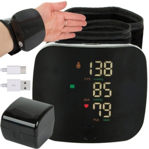 Aparat Electronic de Tensiune Arterială pentru Încheietură, Display LCD, Acumulator USB, Carcasă Protecție - Img 1