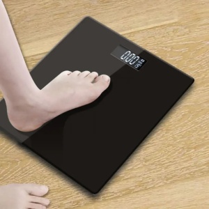 Cântar Digital cu Termometru, Ecran LCD Mare, Tehnologie Step-On, Design Elegant, Precizie 50g - Negru - Img 3