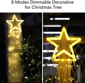 Instalație ALB CALD Luminoasă Crăciun cu Stea Luminoasa pentru Exterior - Interior - Img 4