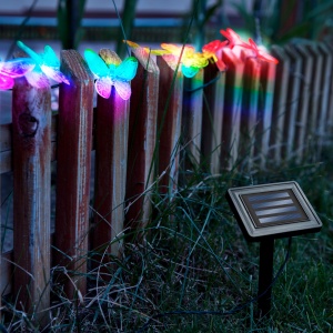 Lumină Solară cu LED în Formă de Fluturi Colorați - 2,9m, 10 LED-uri Multicolore, Autonomie 6-8 Ore, Panou Solar, Ideală pentru Grădină - Img 1