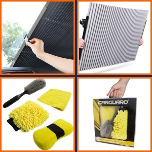 Parasolar Retractabil și Kit de Curățare cu Microfibră - Set Complet de Protecție și Curățare Auto - Img 1
