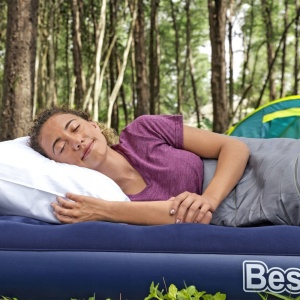 Saltea gonflabilă single velur albastru 185x76x22 cm - Confort maxim, rezistență, inflare rapidă, utilizare versatilă, ideală pentru camping și oaspeți - Img 6