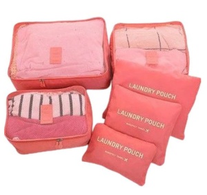 Organizator de calatorie set de 6 piese, fabricat din material nylon de calitate, rezistent la uzura si apa, permite organizarea si protejarea hainelor in timpul calatoriei, cu sistem de plasa si greutate redusa.