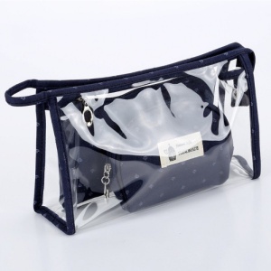 Set de 3 Pungi Cosmetice Impermeabile pentru Călătorie cu Fermoar pentru Doamne - Organizator Modern, Design Transparent, Diverse Dimensiuni, Ideal pentru Deplasări