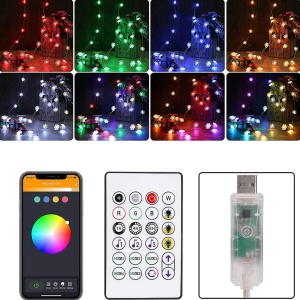 Sir de Lumini Inteligente Fulg de Zăpadă RGBIC, 20 LED-uri, Bluetooth, USB, 2m - Control Prin Aplicație & Telecomandă, Interior/Exterior, 16 Milioane Culori - Img 3