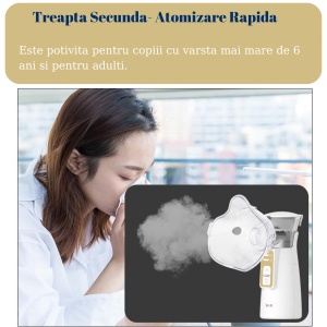 Aparat Portabil Aerosoli BBK®, Nebulizator Profesional si Ultra Silentios, Pentru Copii si Adulti, Tehnologie Mesh