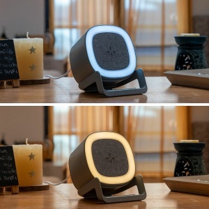 Boxă Bluetooth Inovatoare cu Încărcare Wireless și LED – Portabilă, Multifuncțională, Control Tactil, Lumina Duală, Compatibilă Universal - Img 1