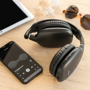 Căști Bluetooth Pliabile Fără Fir Folbeat, Design Ergonomic, Confortabil, Cu Reducerea Zgomotului și Microfon Hands-Free - Negru, 17.5x19-21x8cm
