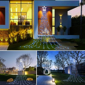 Instalație ALB RECE Luminoasă Crăciun cu Stea Luminoasa pentru Exterior - Interior - Img 5