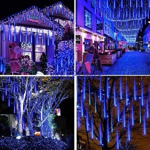 Set 2 Bucati x Instalatie Luminoasa Meteorit ALBASTRU, 8 Tuburi,Pentru Exterior si Interior, Rezistentă IP65, Consum Redus, Interconectabili - Img 3