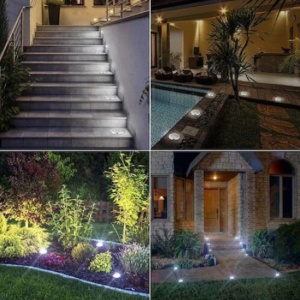 Set 4 Lampi Solare pentru Gradina, Rezistent la apa, Senzor de lumina, Exterior, Otel Inoxidabil