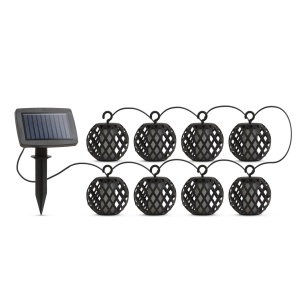 Șir de Lumini Solare Suspendate cu Efect de Flacără, 8 Sfere, 140cm - Iluminare Ambientală Efect Flacără pentru Grădină/Terasă - Img 2