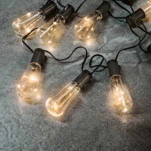 Șir Lumini Solare LED Decorative - Model Bec Vintage, 30 LED-uri, 180cm, Iluminat Eficient Energetic pentru Grădină și Terasă, Alb Cald - Img 3