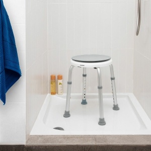 Taburet de Baie Rotativ și Reglabil, Scaun Pivotant Antiderapant, Ergonomic, pentru Persoane în Vârstă și cu Mobilitate Redusă, Alb/Gri, 120kg Max - Img 7