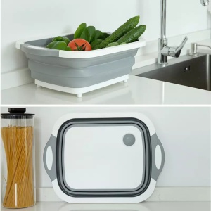 Placa de taiat multifunctionala 3-in-1, fabricata din materiale de calitate, durabila, pliabila si usor de utilizat pentru uz casnic si in aer liber, perfecta pentru camping, drumetii, pescuit si picnic-uri