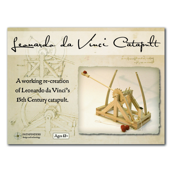Set constructie Catapulta, Leonardo Da Vinci, 25 cm x 14 cm x 40 cm, Kit educativ +8 ani