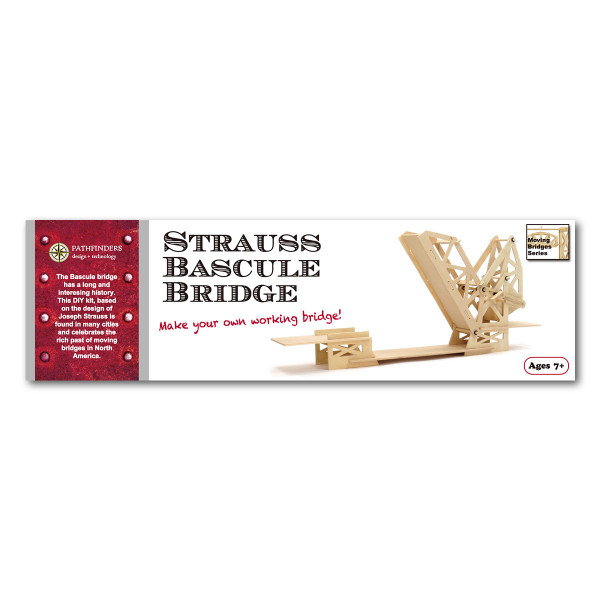 Podul basculant, Kit constructie 50 piese, lemn, 53 x 25 x 8 cm, Pathfinders Design, +7 ani