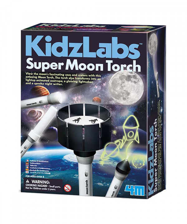 Set 4 experimente optice, lanterna de proiectie a lunii, Kit educativ KidzLabs, + 6 ani