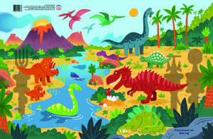 Suport de masa, colorat, cu dinozauri.