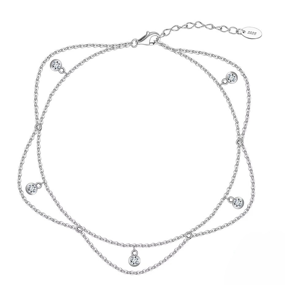 Bratara de glezna argint 925, JW1810, model elegant, placata cu rodiu