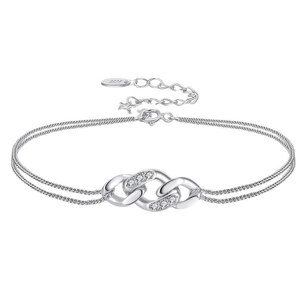 Bratara din argint 925 pentru dama, JW1775, model dublu, placata cu rodiu