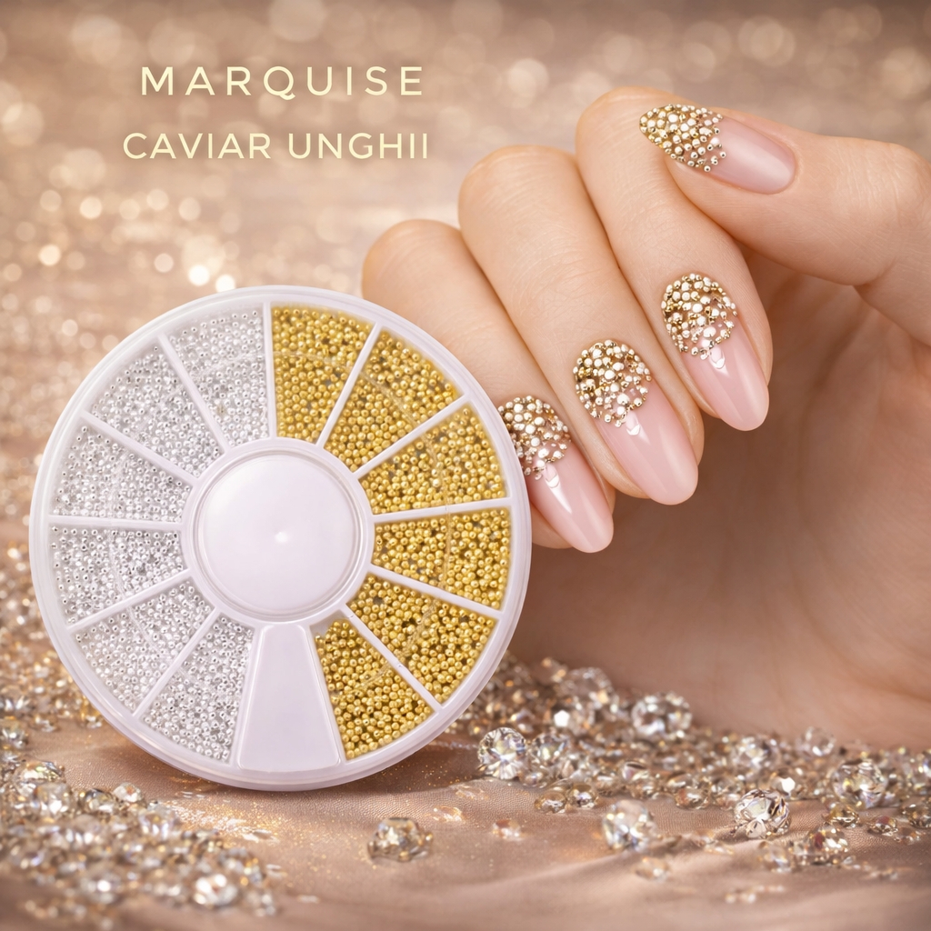 Caviar unghii Marquise, CAV05, Argintiu/Auriu - imagine 3