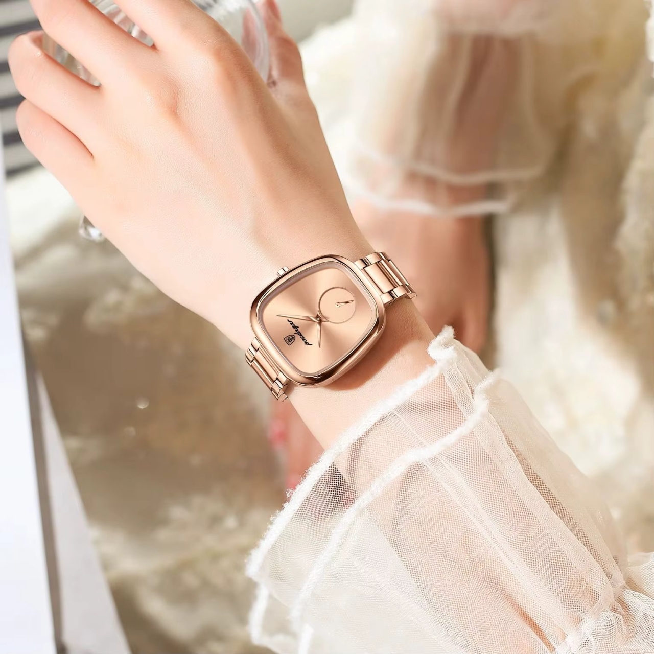 Ceas de dama Poedagar CS1897, otel inoxidabil, rose gold, cadran verde - 2 | YEO