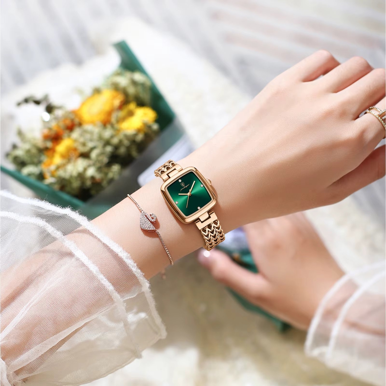 Ceas de dama Poedagar CS1914, otel inoxidabil, rose gold, cadran visiniu - 1 | YEO