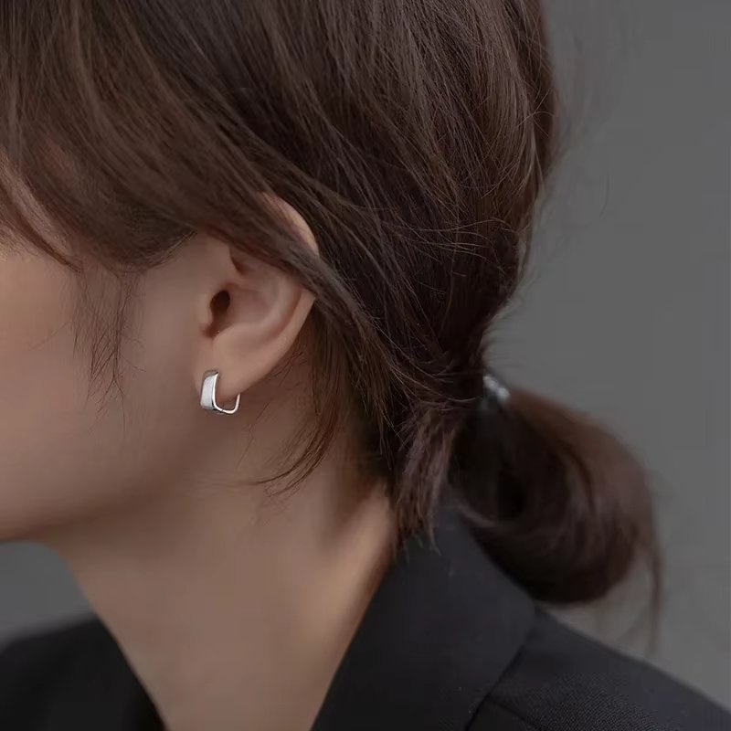 Cercei argint 925, JW1668, model patrat, placati cu rodiu