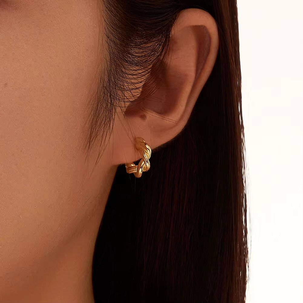 Cercei argint 925, JW1755, model impletit, placati cu aur