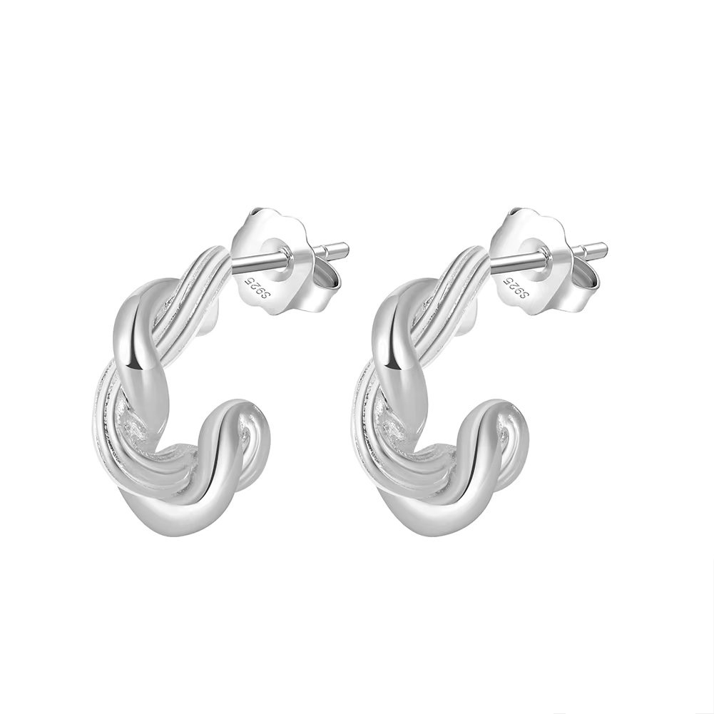 Cercei argint 925, JW1756, model impletit, placati cu rodiu