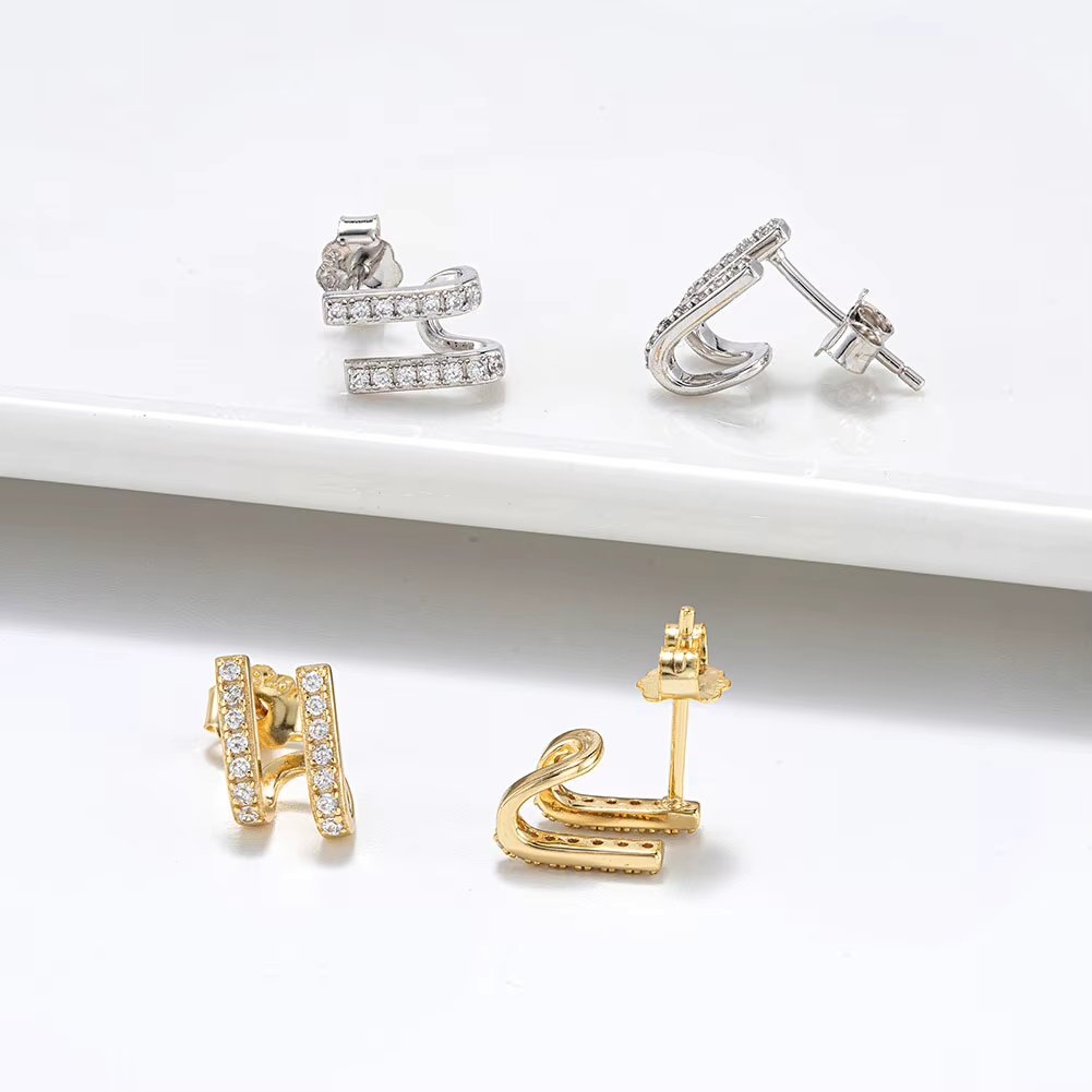 Cercei argint 925, JW1770, model elegant, placati cu aur