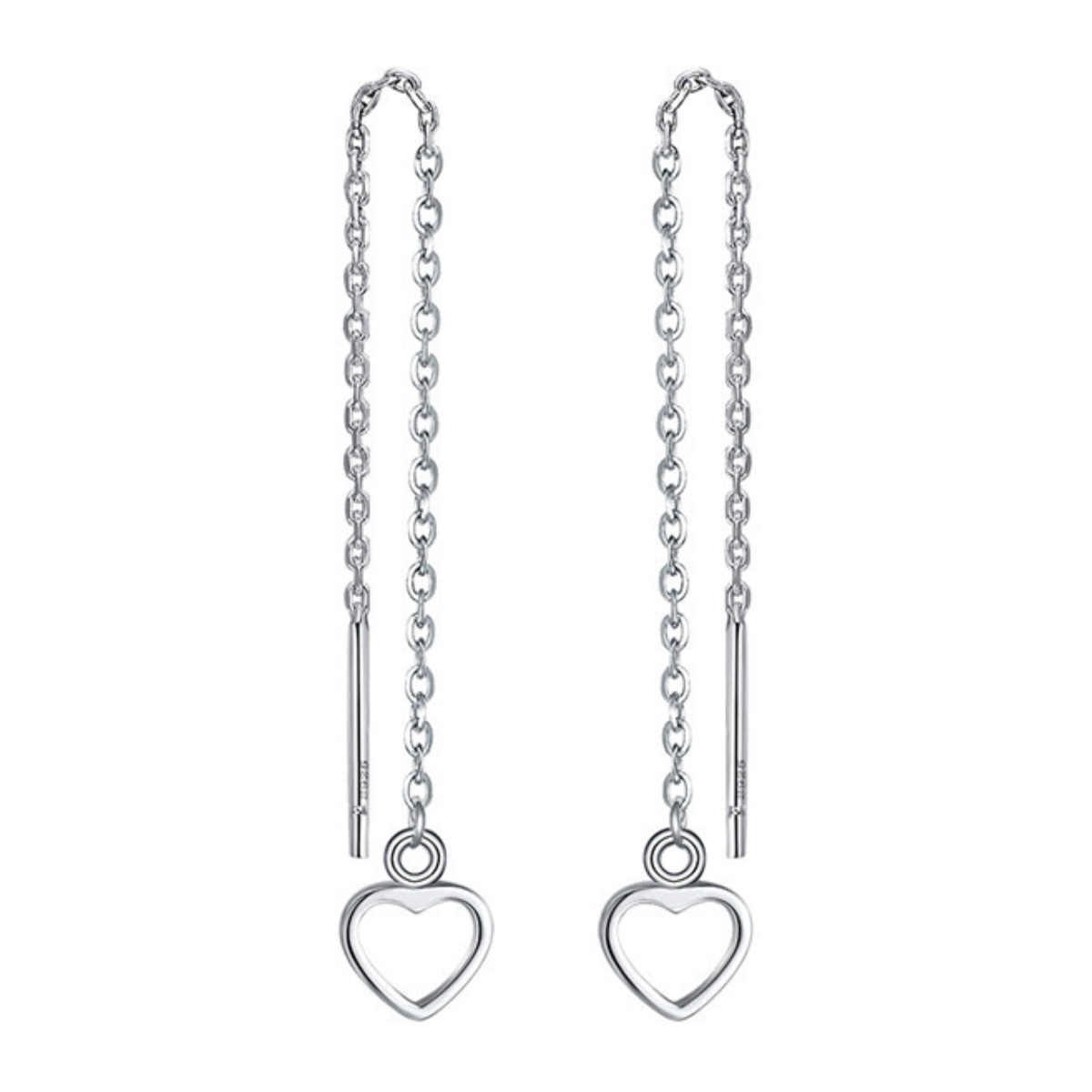 Cercei lungi argint 925, JW1802, model inimioara, placati cu rodiu