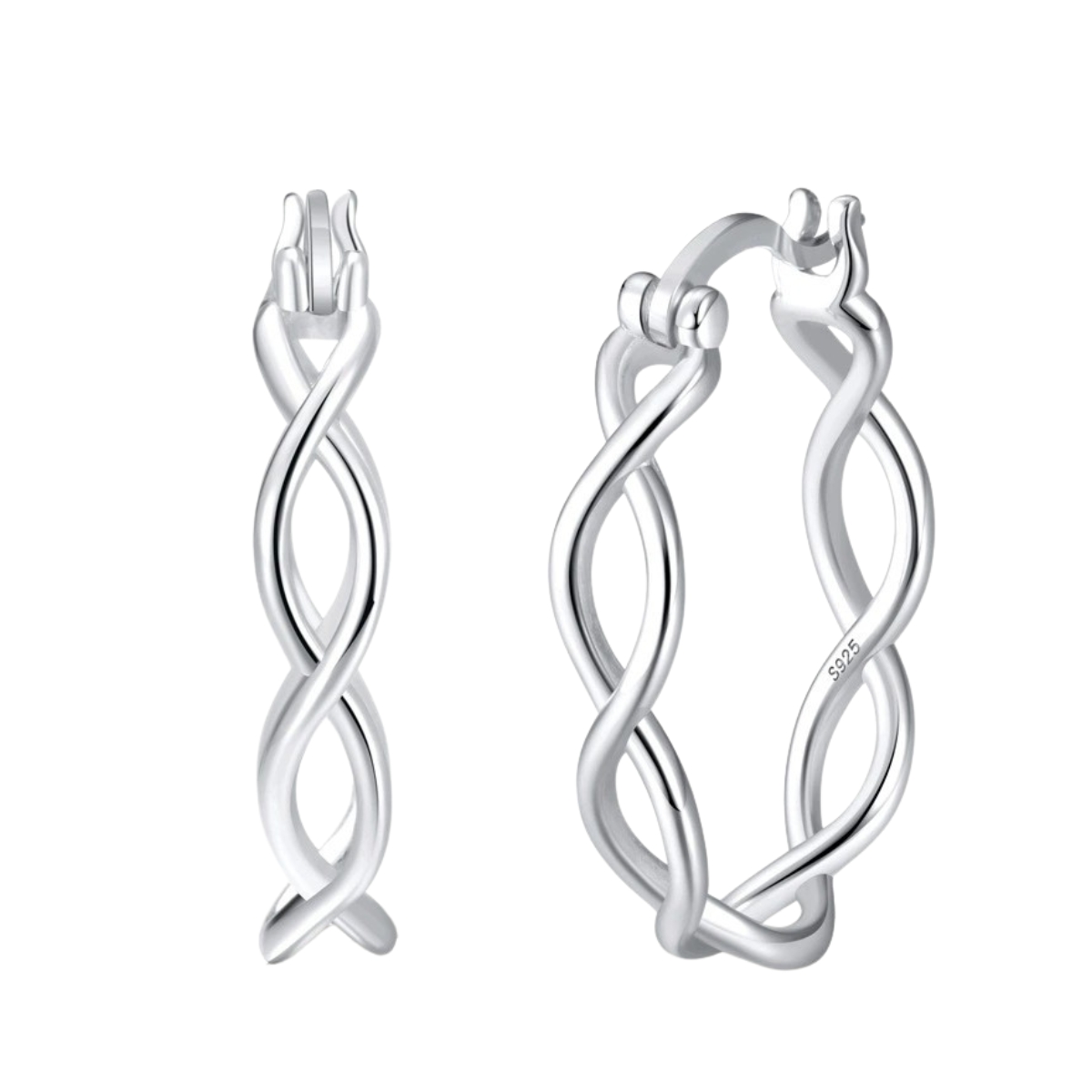 Cercei rotunzi argint 925, JW1781, model impletit, placati cu rodiu