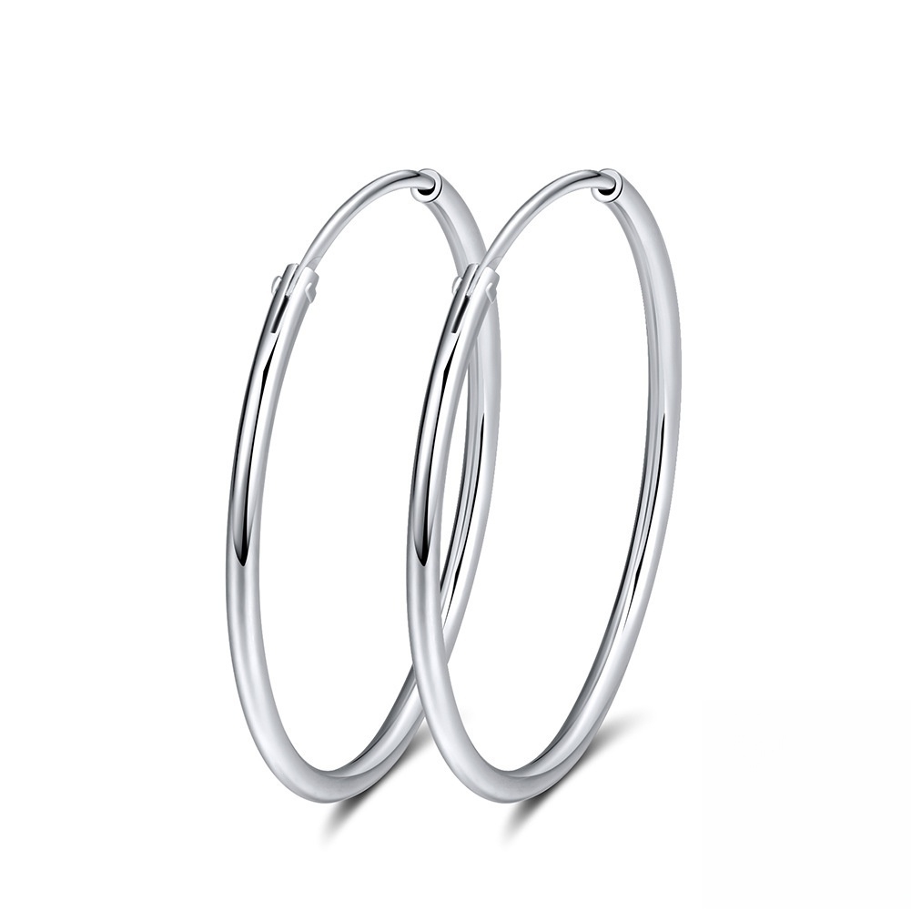 Cercei rotunzi argint 925, JW1785, model elegant, placati cu rodiu